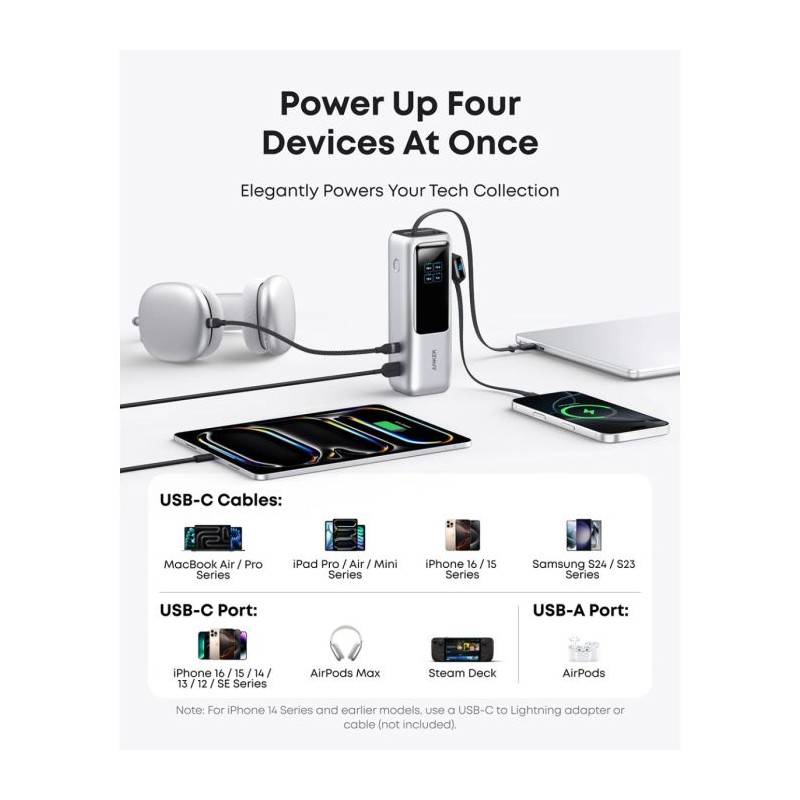 Prenosna baterija Powerbank  Anker A1695H41, 25000 mAh, srebrna