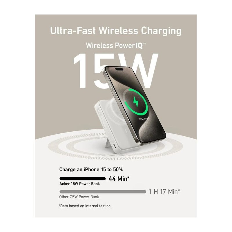 Prenosna baterija Powerbank Anker MagGo 633, 10.000 mAh, bela