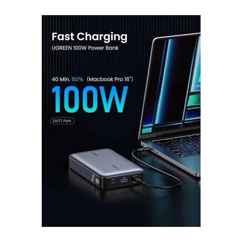 Prenosna baterija Powerbank Ugreen, 100W, 20.000 mAh
