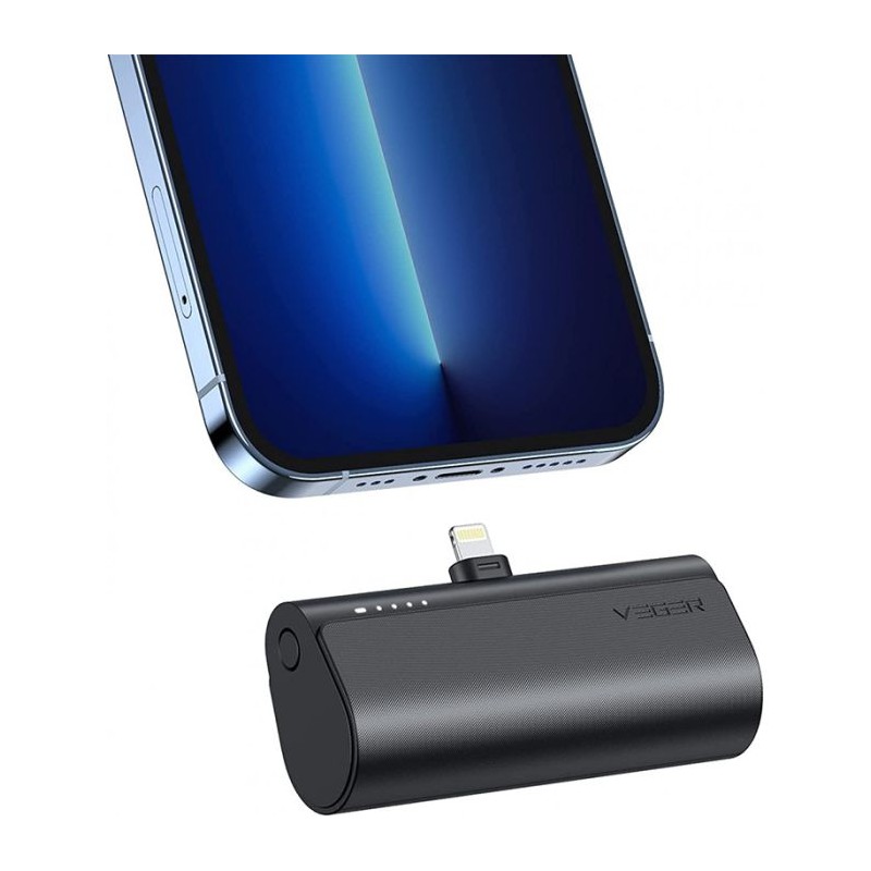 Prenosna baterija Powerbank VEGER PlugON Lightning, 5000 mAh, črna