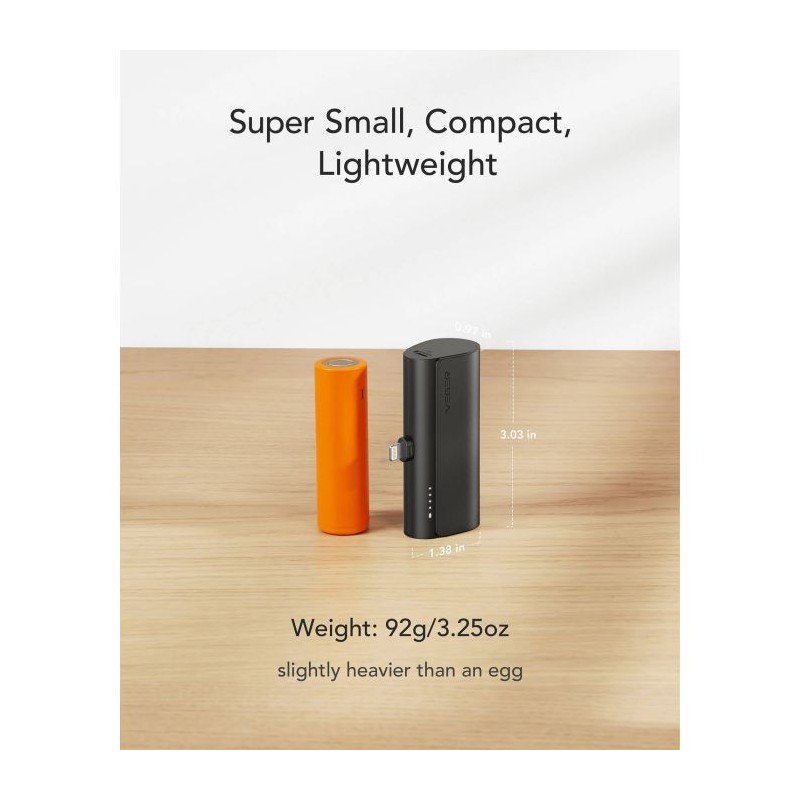 Prenosna baterija Powerbank VEGER PlugON Lightning, 5000 mAh, črna