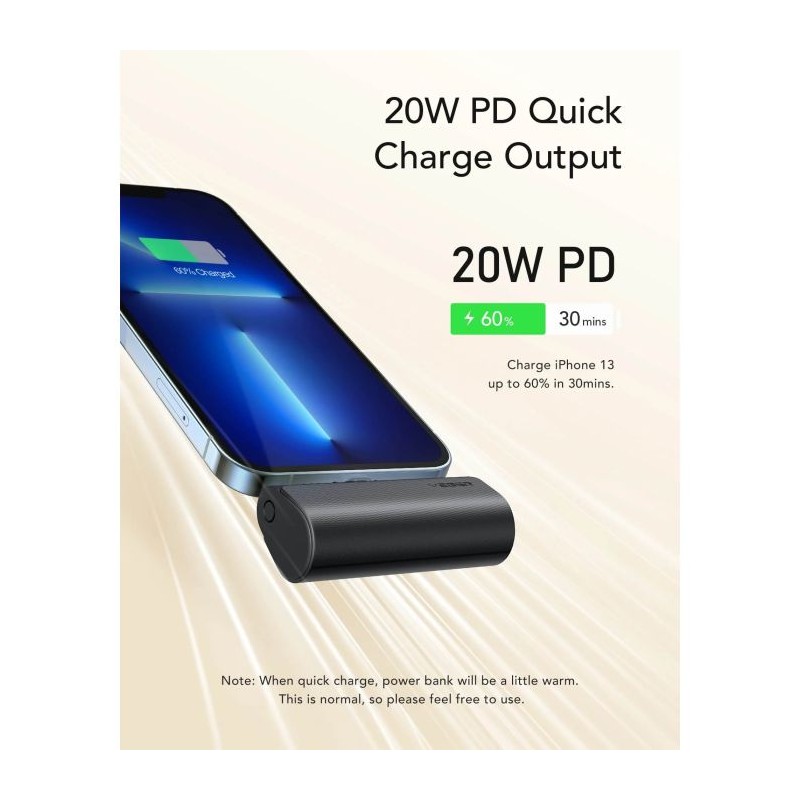 Prenosna baterija Powerbank VEGER PlugON Lightning, 5000 mAh, črna
