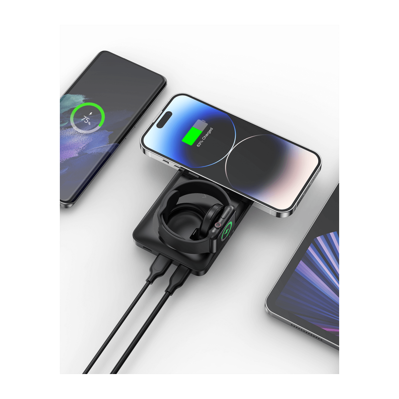 Prenosna baterija Powerbank VEGER 3v1 MagMulti, 10.000 mAh, črna