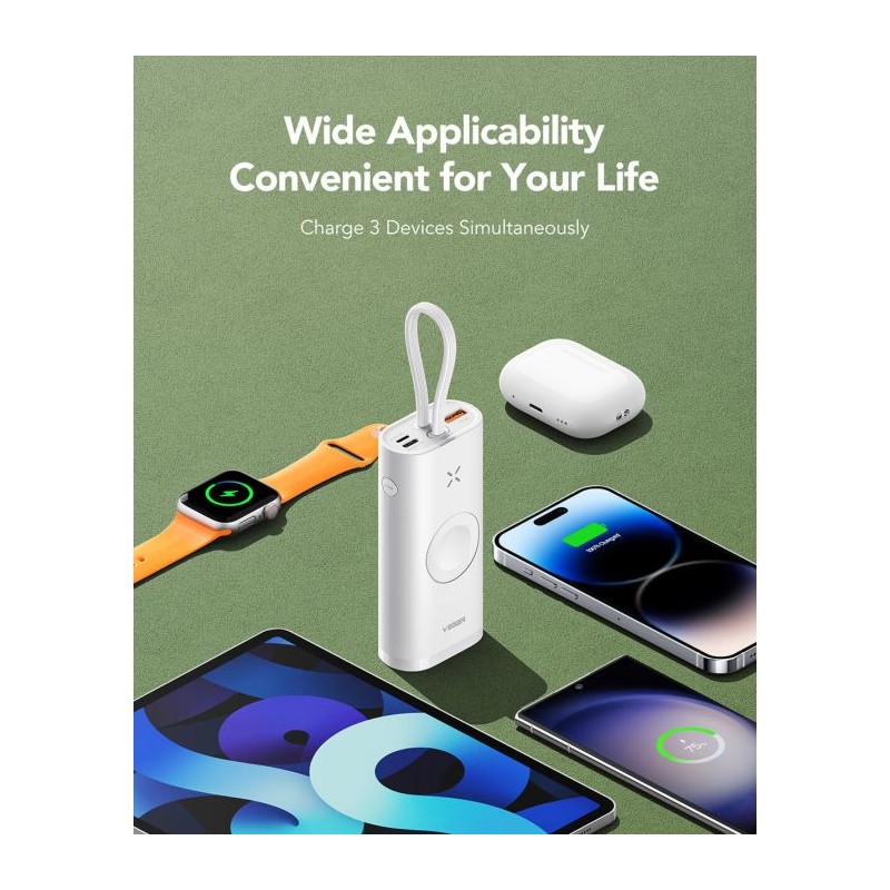 Prenosna baterija Powerbank VEGER MagFan, 10.000 mAh, bela
