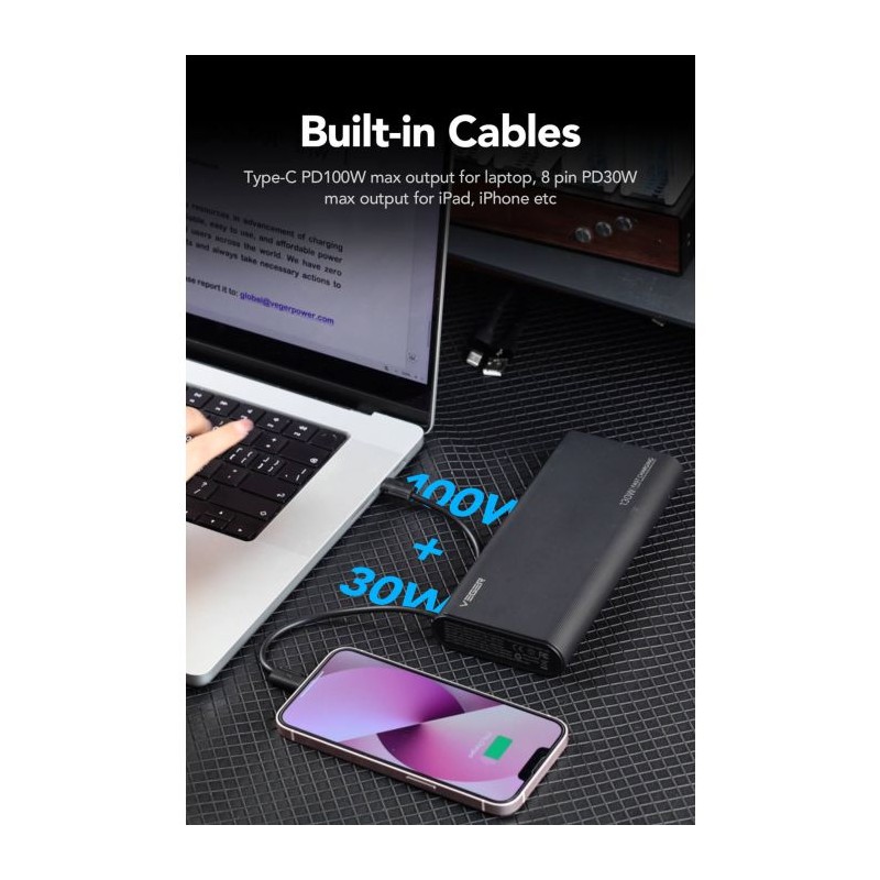 Prenosna baterija Powerbank VEGER TC130 25.000 mAh, črna
