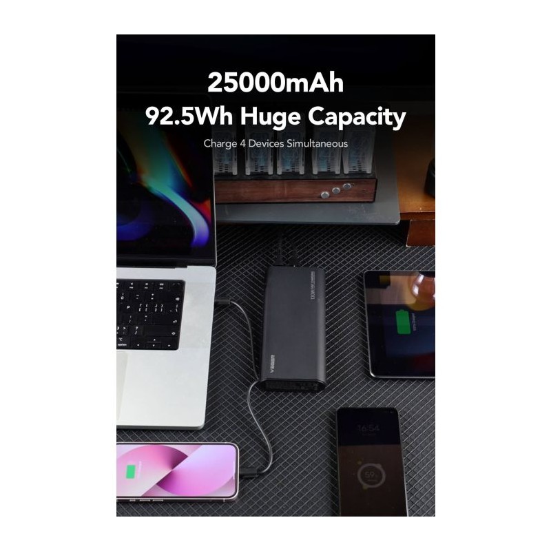 Prenosna baterija Powerbank VEGER TC130 25.000 mAh, črna
