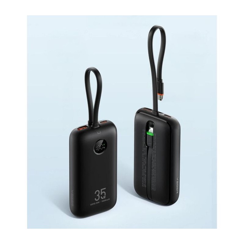 Prenosna baterija Powerbank VEGER W1188, 10.000 mAh, črna