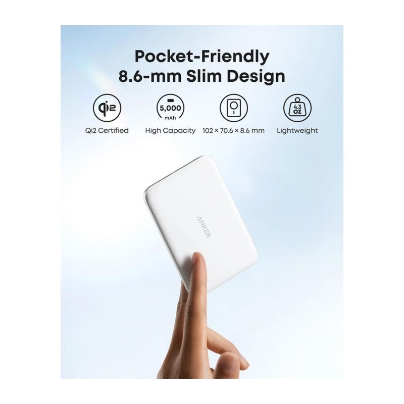 Prenosna baterija Powerbank Anker Nano Slim, 5000 mAh, bela