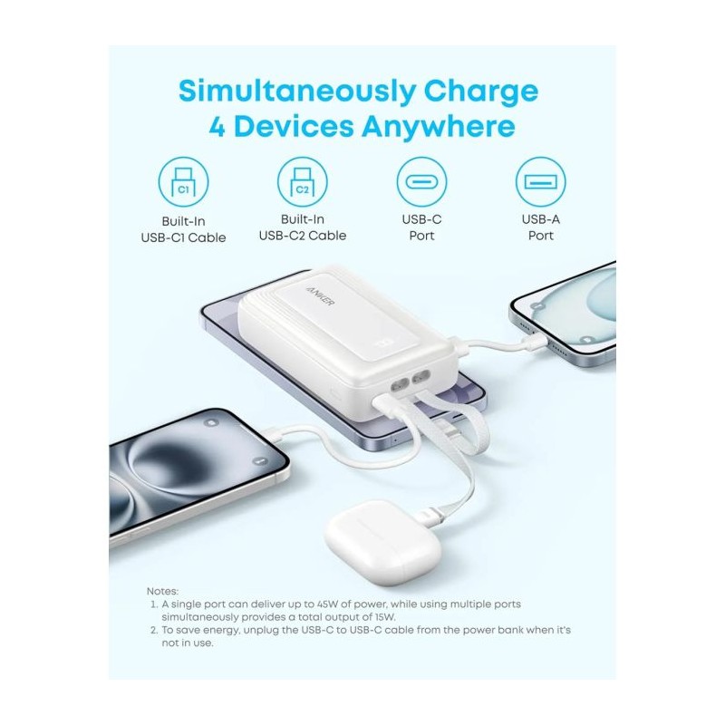 Prenosna baterija Powerbank Anker Zolo A1681H12, 20.000 mAh, 45W, črna