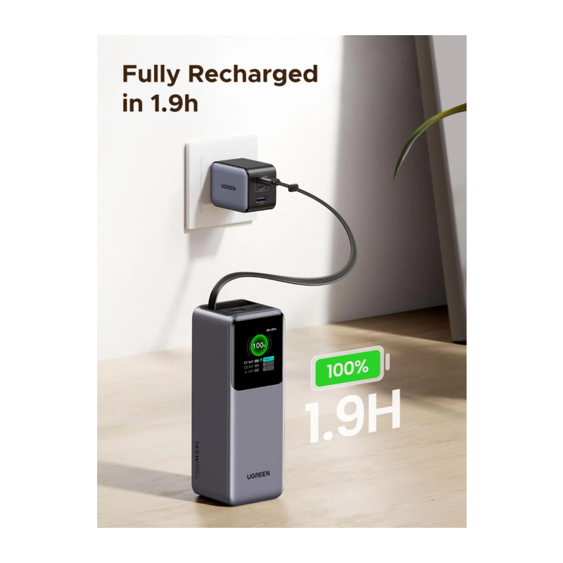 Prenosna baterija Powerbank Ugreen 55987B, 20.000mAh, 165W, z zaslonom