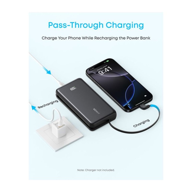 Prenosna baterija Powerbank Anker Zolo A110EH11, 20.000 mAh, 22,5W, črna