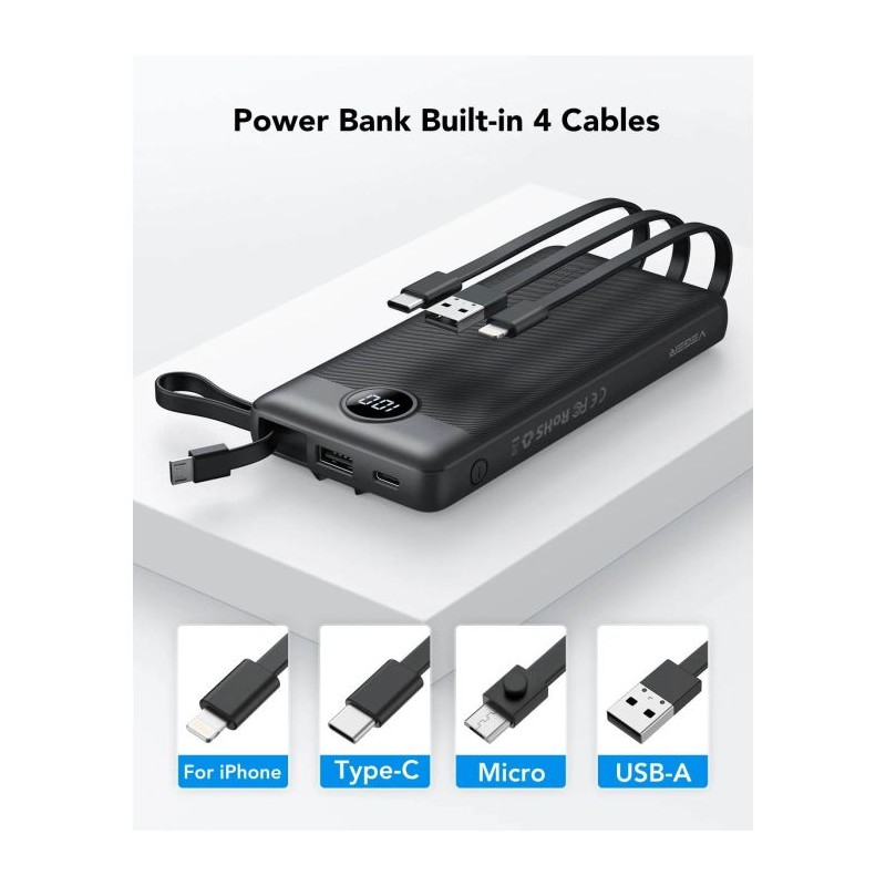 Prenosna baterija Powerbank Veger W1116, 10.000mAh, črna