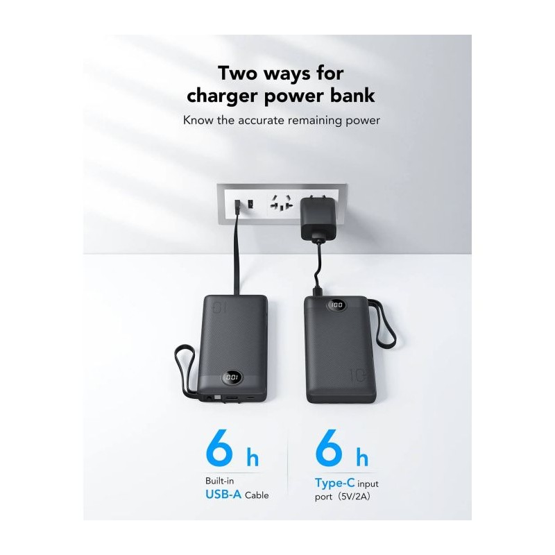 Prenosna baterija Powerbank Veger W1116, 10.000mAh, črna