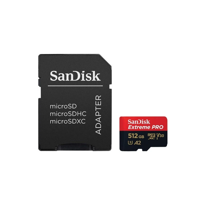 Pomnilniška kartica XC SANDISK MICRO 512GB EXTREME PRO, UHS-I, U3, V30, adapter