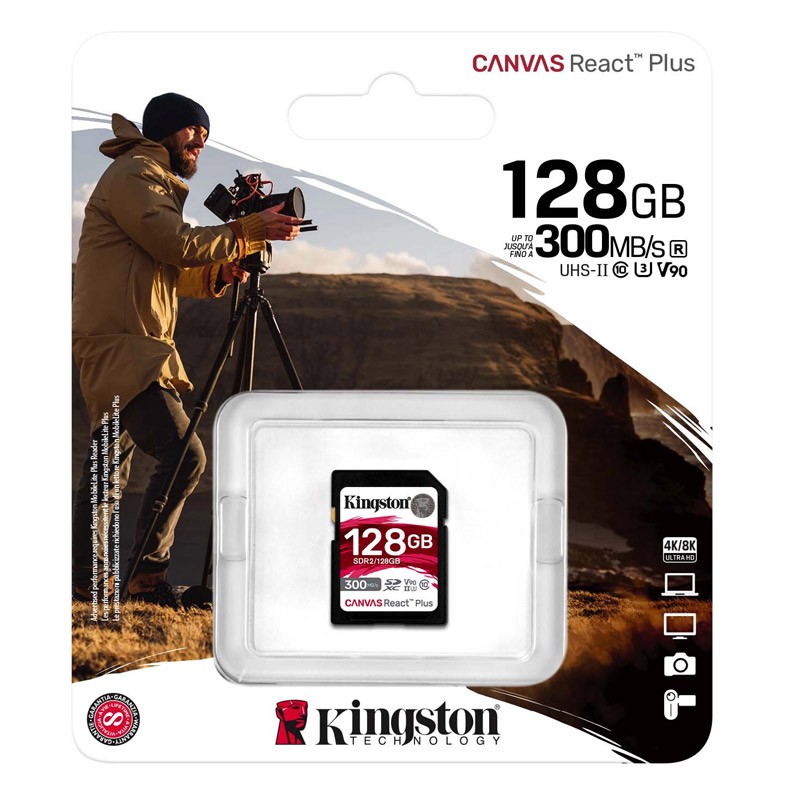 Pomnilniška kartica SDXC KINGSTON 128GB Canvas REACT Plus, UHS-II, C10, U3, V90
