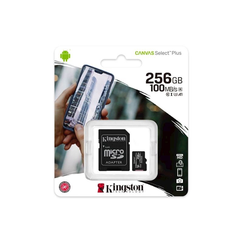 Pomnilniška kartica SDXC KINGSTON MICRO 256GB CANVAS SELECT Plus, UHS-I, adapter
