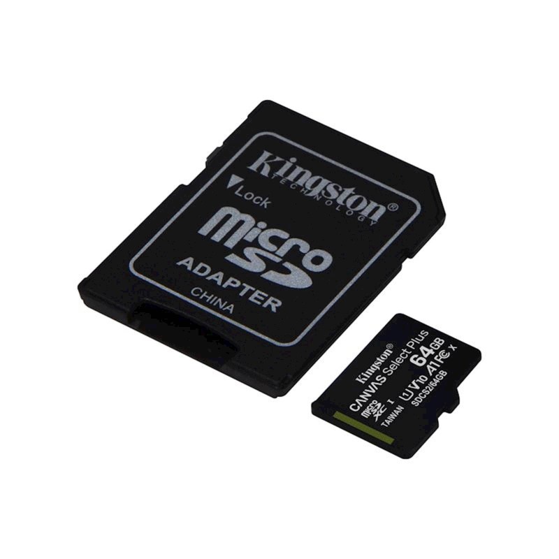 Pomnilniška kartica SDXC KINGSTON MICRO 64GB CANVAS SELECT Plus, UHS-I, adapter