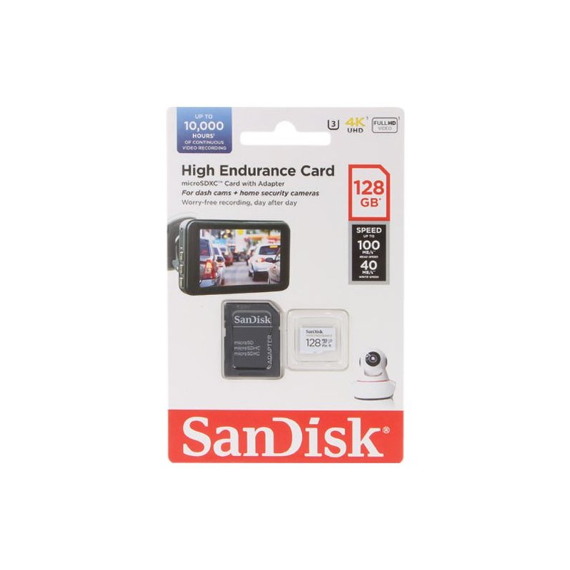 Pomnilniška kartica SDXC SANDISK MICRO 128GB HIGH ENDURANCE, UHS-I, V30, adapter
