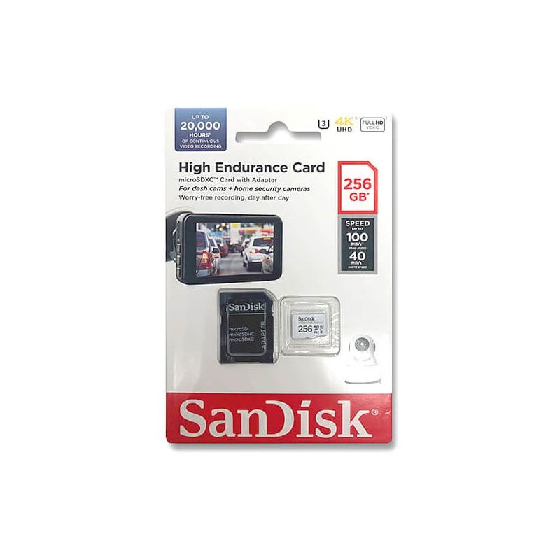 Pomnilniška kartica SDXC SANDISK MICRO 256GB HIGH ENDURANCE, UHS-I, V30, adapter