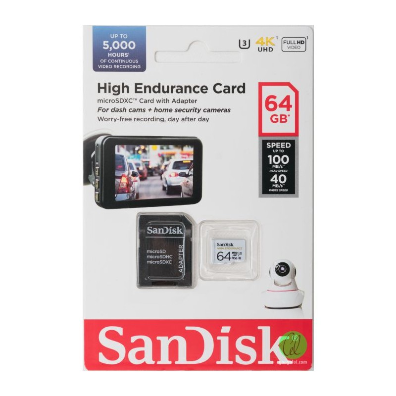 Pomnilniška kartica SDXC SANDISK MICRO 64GB HIGH ENDURANCE, UHS-I, V30, adapter