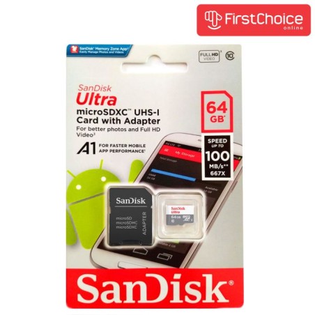 Pomnilniška kartica SDXC SANDISK MICRO 64GB ULTRA, UHS-I, C10, adapter