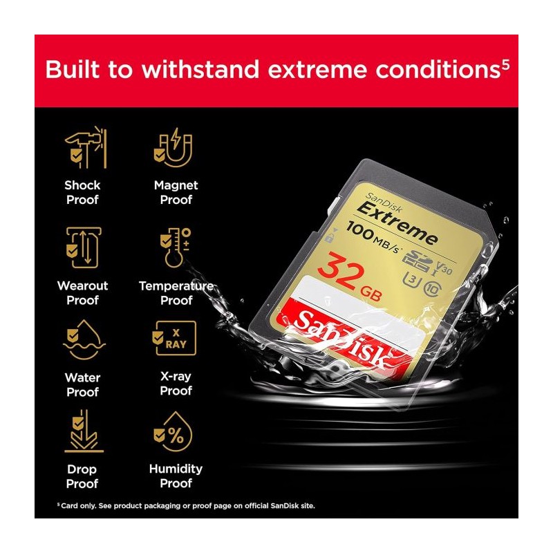 Pomnilniška kartica SDHC SANDISK. 32GB EXTREME PLUS, 100/60MB/s, UHS-I, C10, U3,