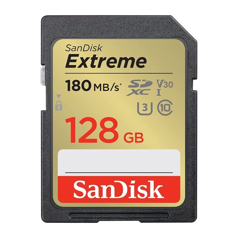 Pomnilniška kartica SDXC SANDISK 128GB EXTREME, 180/90MB/s, UHS-I, C10, U3, V30