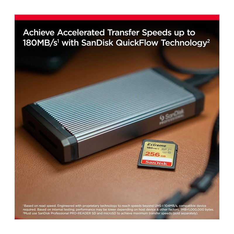 Pomnilniška kartica SDXC SANDISK 256GB EXTREME, 180/130MB/s, UHS-I, C10, U3, V30