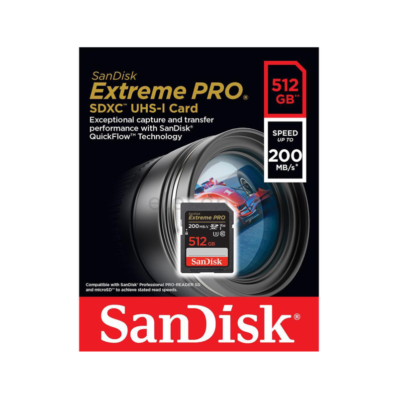 Pomnilniška kartica SDXC SANDISK 512GB EXTREME PRO, 200/140MB/s, UHS-I, C10, U3,