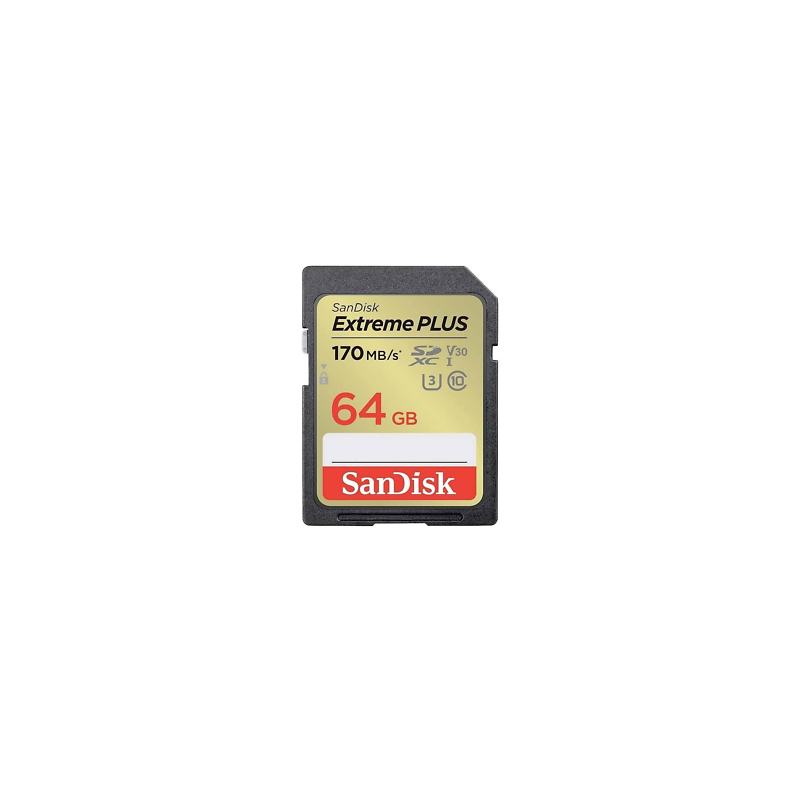Pomnilniška kartica SDXC SANDISK 64GB EXTREME PLUS, 170/80MB/s, UHS-I, C10, U3,