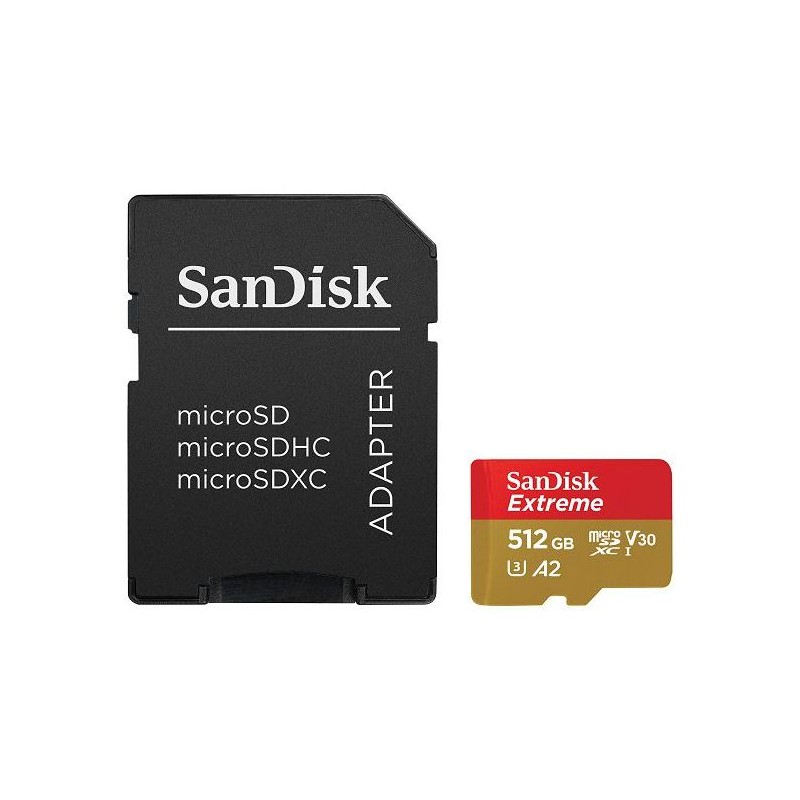 Pomnilniška kartica SDXC SANDISK MICRO 512GB EXTREME, 190/130MB/s, A2, UHS-I, U3