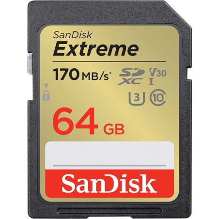 Pomnilniška kartica SDXC SANDISK 64GB EXTREME, 170/80 MB/s, UHS-1, C10, U3, V30