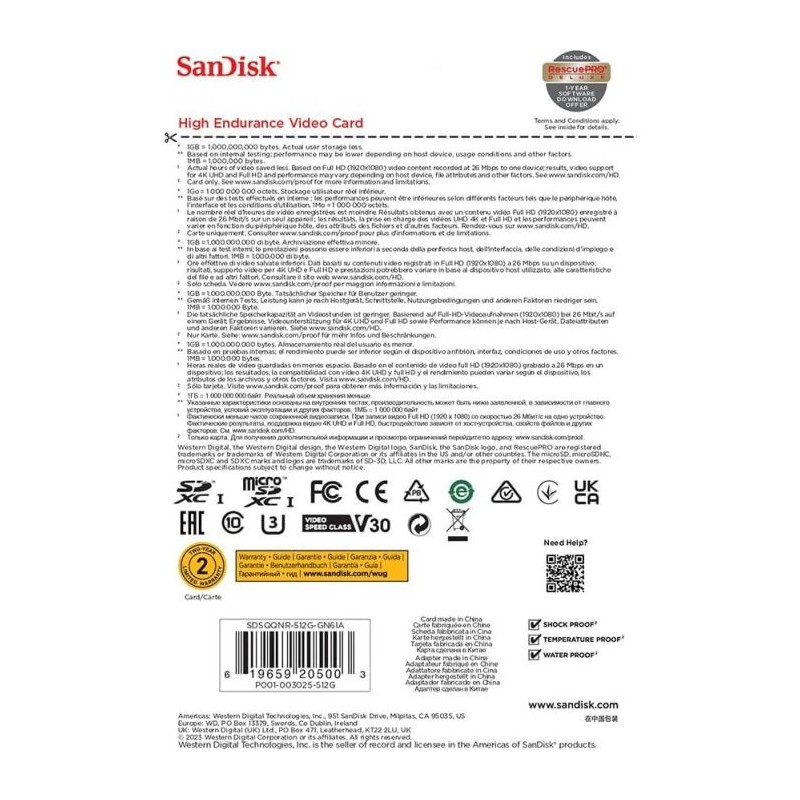 Pomnilniška kartica SANDISK microSDXC, 512GB, UHS-I, U3, C10, V30