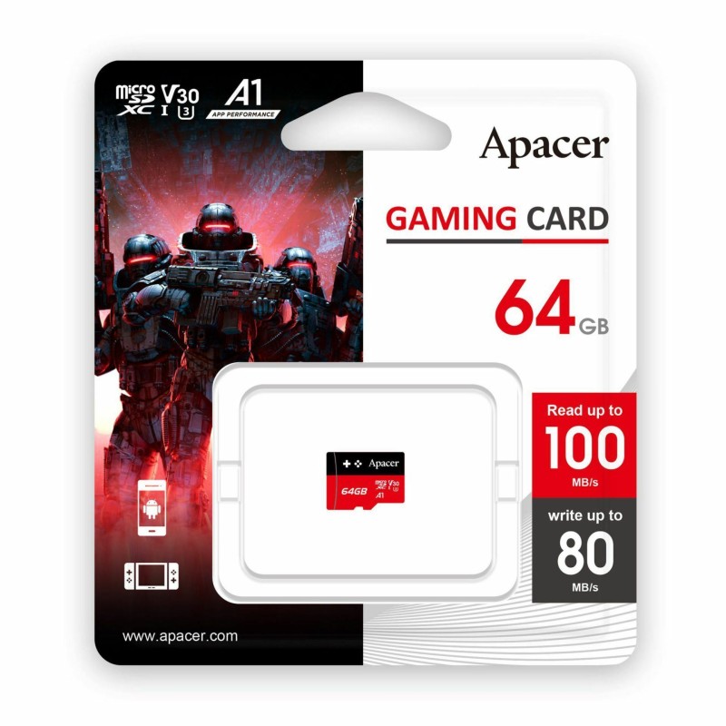 Pomnilniška kartica APACER microSDXC, 64GB, C30, AP64GMCSX10U7-RAGC