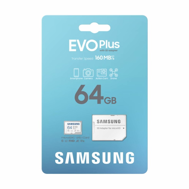 Spominska kartica Samsung EVO Plus, micro SDXC, 64GB, z adapterjem