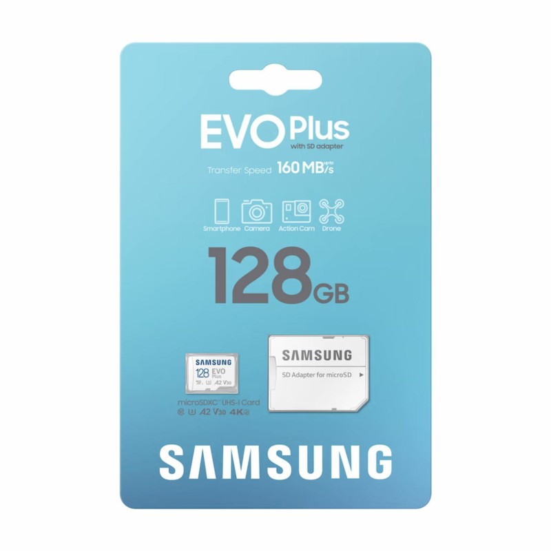 Spominska kartica Samsung EVO Plus, micro SDXC, 128GB, z adapterjem