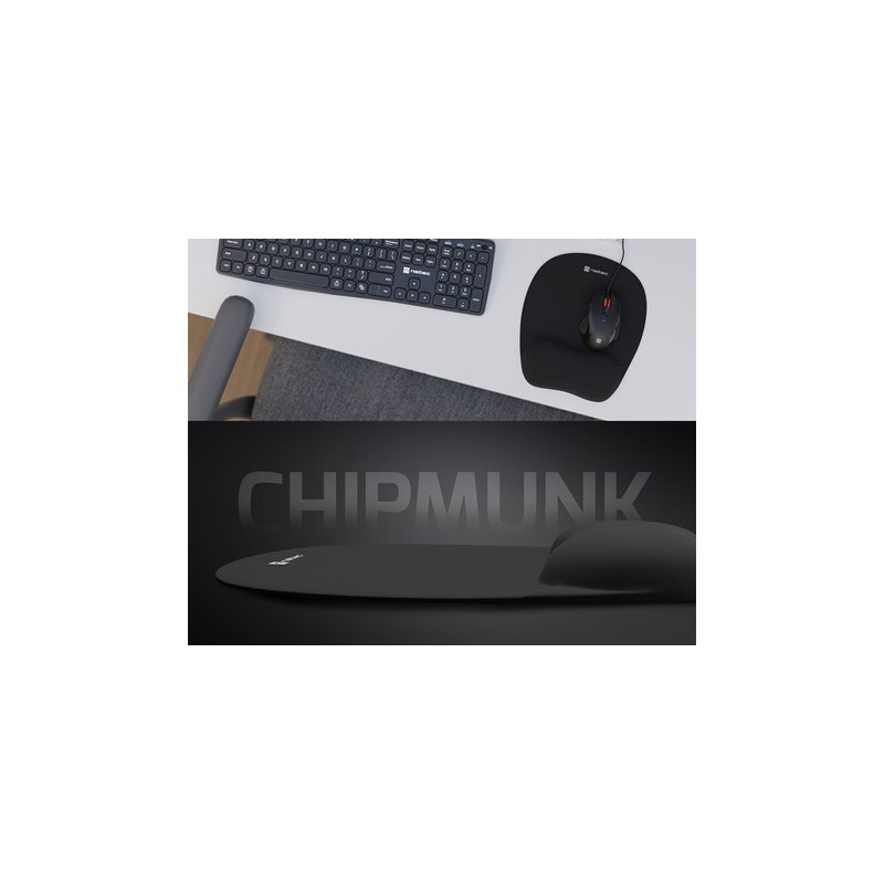 Podloga za miško Natec CHIPMUNK, ergonomska, črna