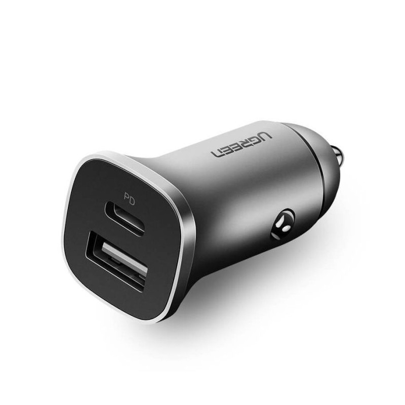 Avtomobilski polnilec Ugreen USB-A/C, 18W, siv, 30780