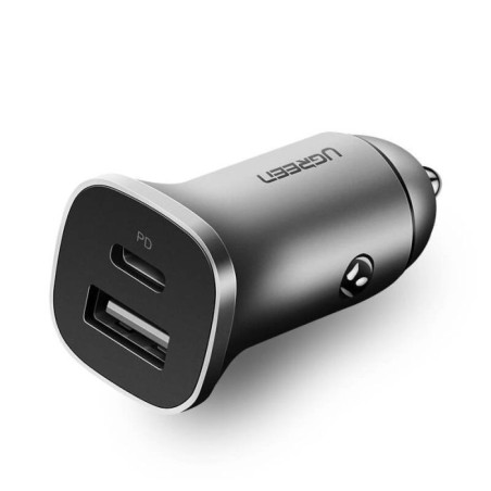 Avtomobilski polnilec Ugreen USB-A/C, 18W, siv, 30780