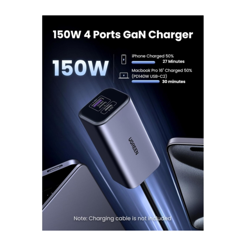 Avtomobilski polnilec Ugreen USB-A/C, 150W, 35571