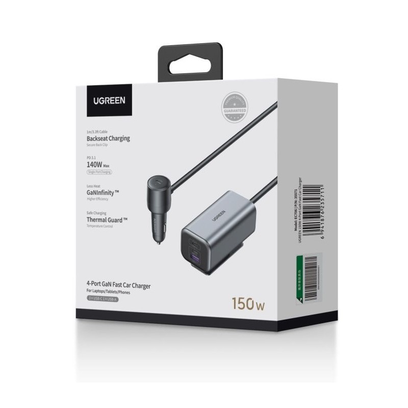 Avtomobilski polnilec Ugreen USB-A/C, 150W, 35571