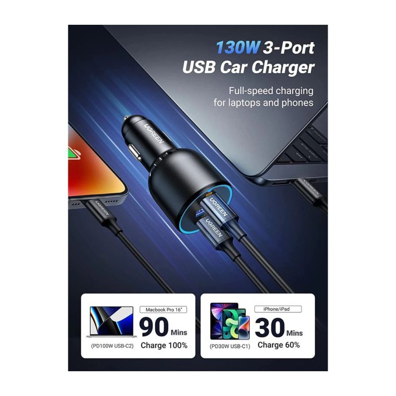 Avtomobilski polnilec Ugreen USB-C, 130W, 55511