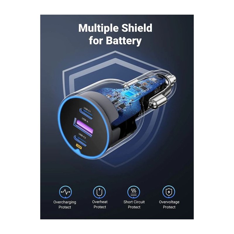 Avtomobilski polnilec Ugreen USB-C, 130W, 55511