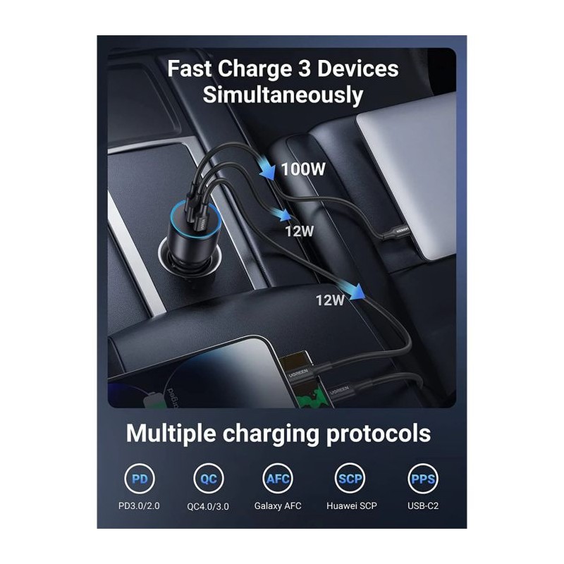 Avtomobilski polnilec Ugreen USB-C, 130W, 55511