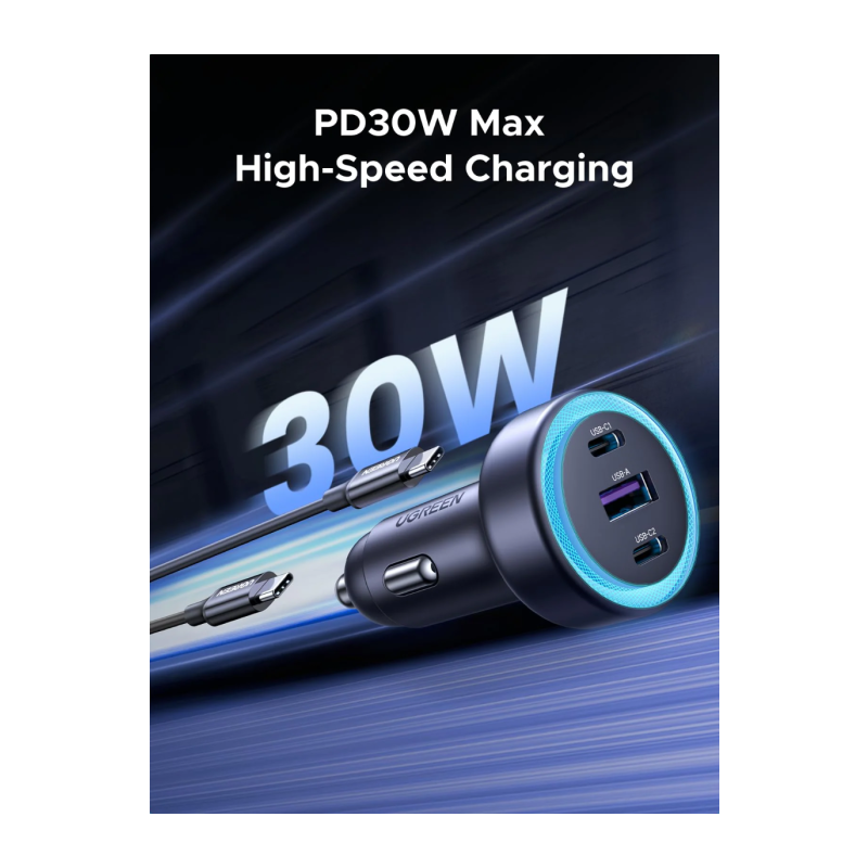 Avtomobilski polnilec Ugreen USB-A/C, 30W, 45843
