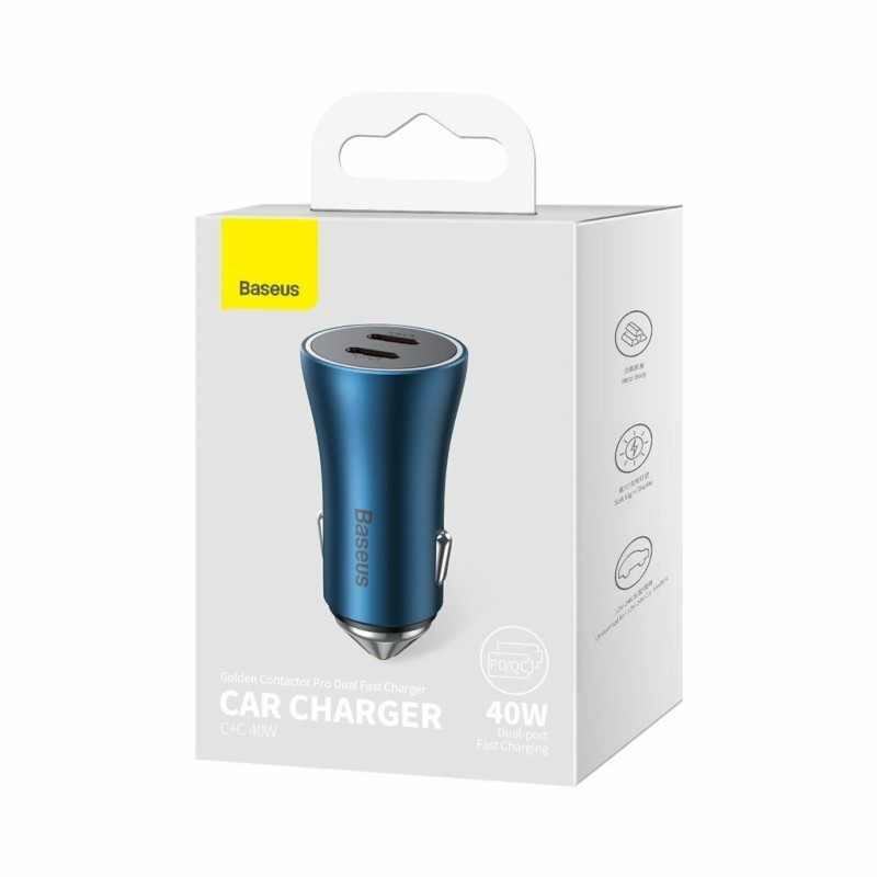 Avtomobilski polnilec Baseus CGJP000003, 2x USB-C PD QC, moder