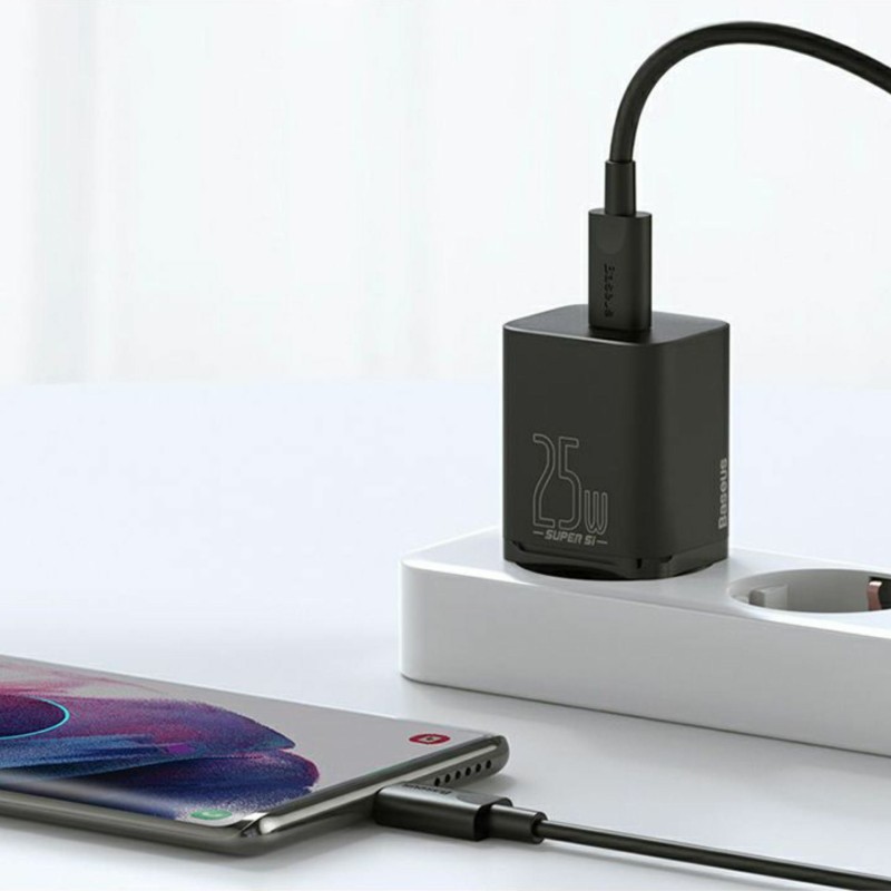Polnilec Baseus CCSP020101, 25W QC, USB-C, črn