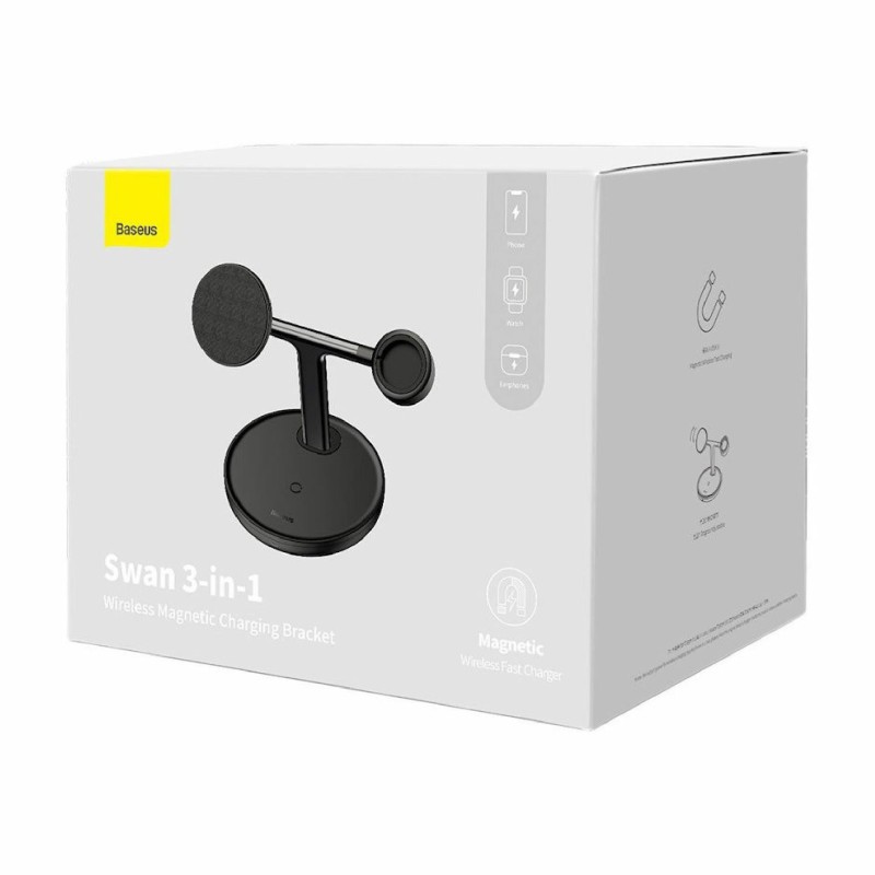 Brezžični polnilec Baseus Swan 3v1, 20W Magsafe, črn