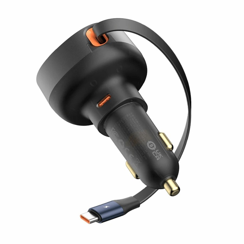 Avtomobilski polnilec Baseus Enjoyment Pro, 60W PD QC, USB-C, črm