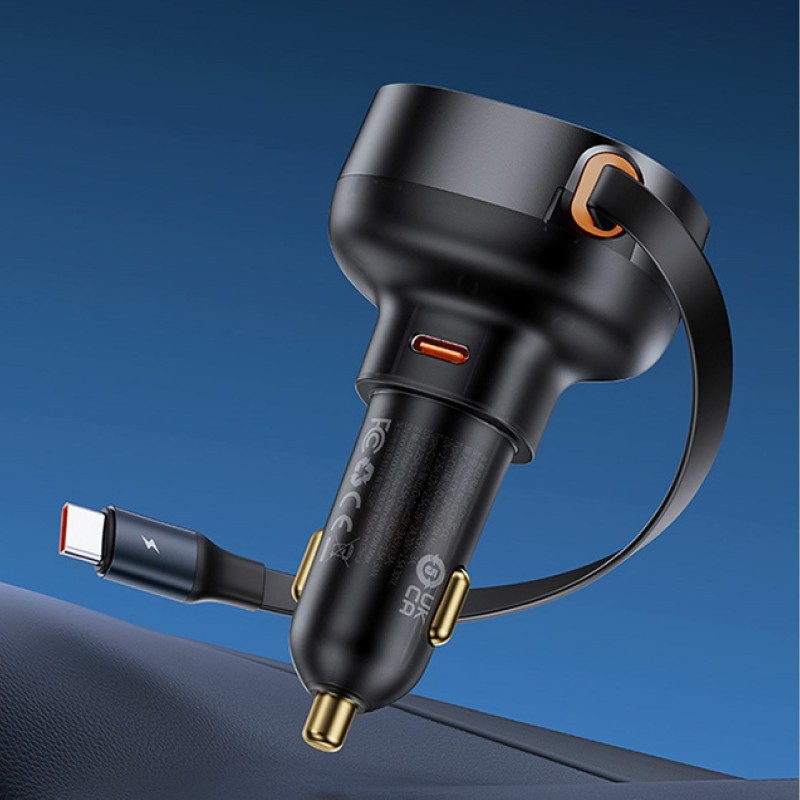 Avtomobilski polnilec Baseus Enjoyment Pro, 60W PD QC, USB-C, črm